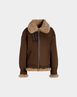Aviator Jacket In Brown Shearling