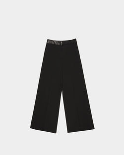 Pantalon Noir En Laine Mélangée