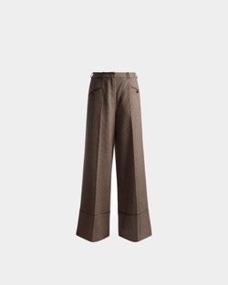 Pantalones Dogtooth De Lana Color Desierto