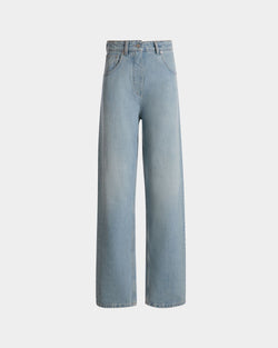 Vaqueros De Pata Ancha De Algodón Light Blue