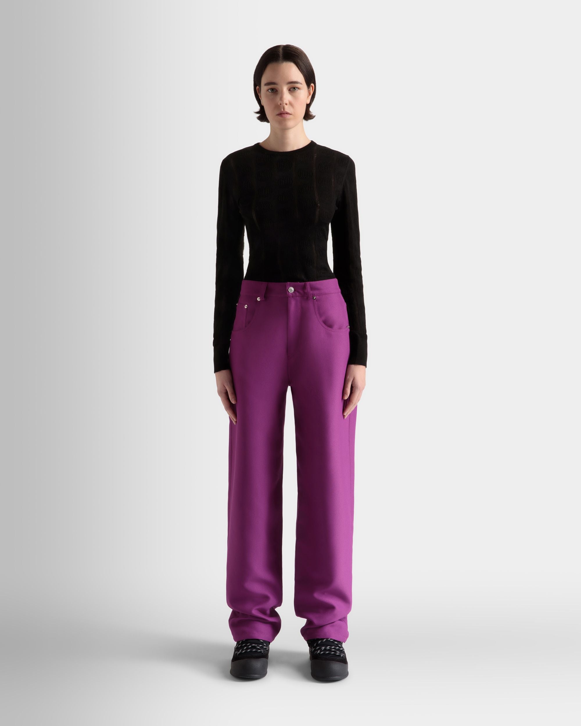 Bally Global - Pantalon Taille Haute Rose - Rose