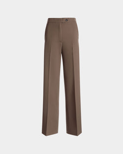 Pantalon En Laine Taupe Et Tissu Synthétique