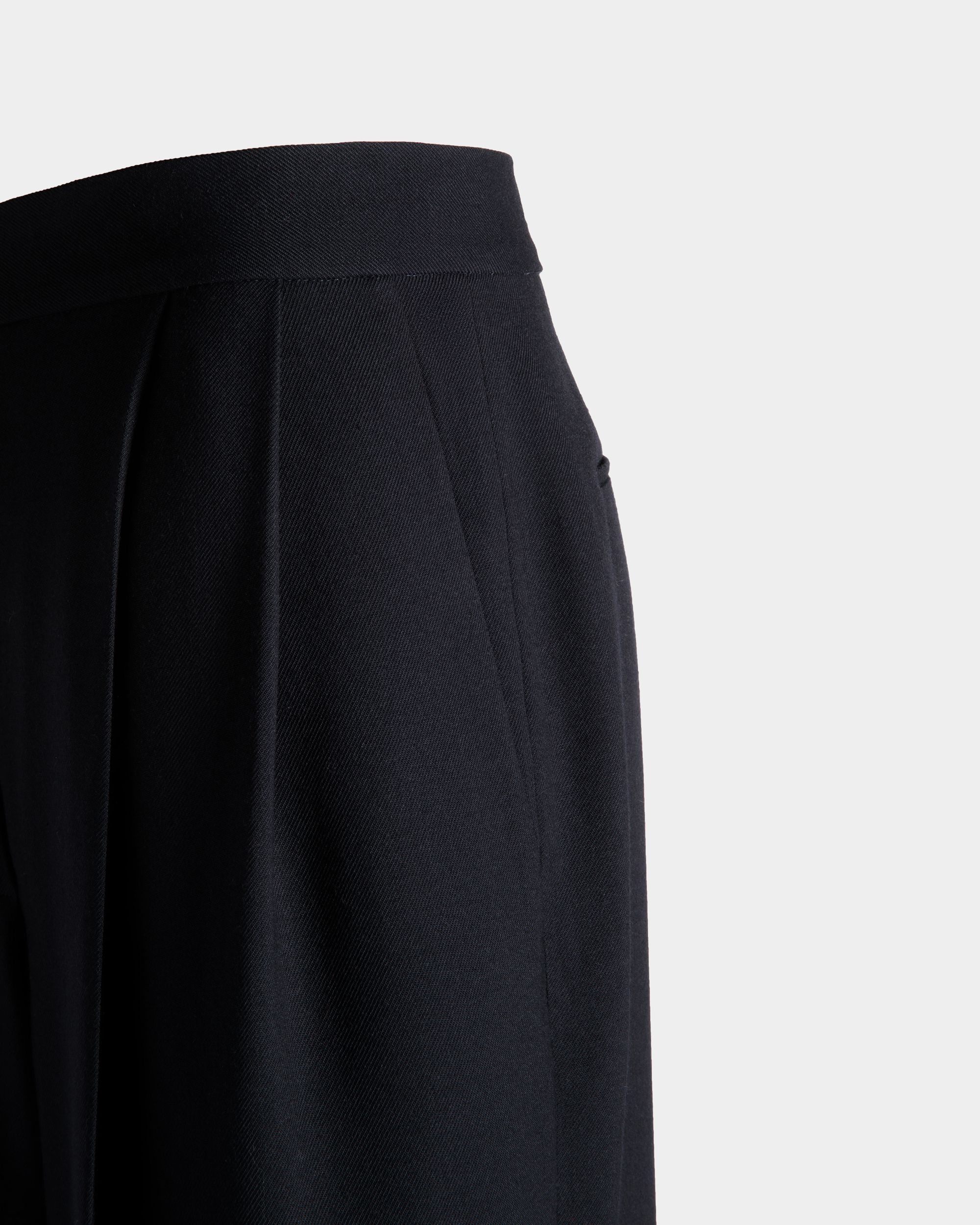 Bally Global - Wide-Leg Pants In Navy Blue Wool Blend - Blue