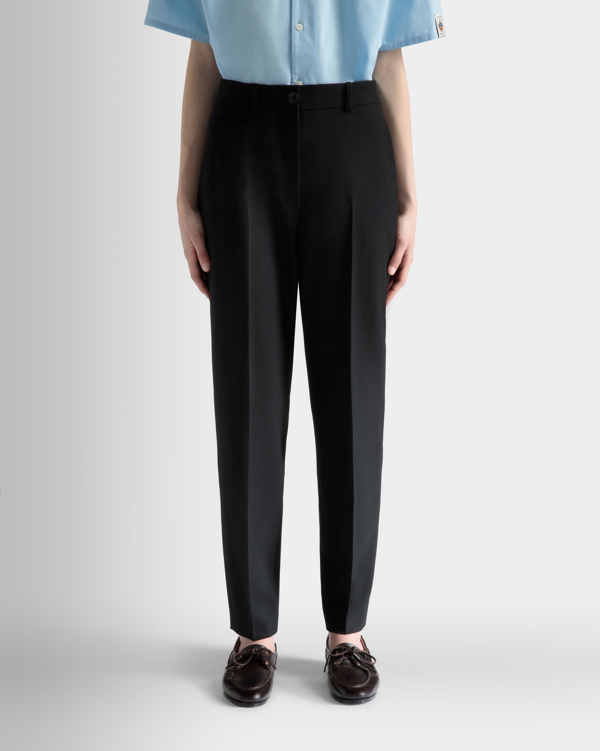 Bally Global - Straight Fit Pants in Black Wool - Black
