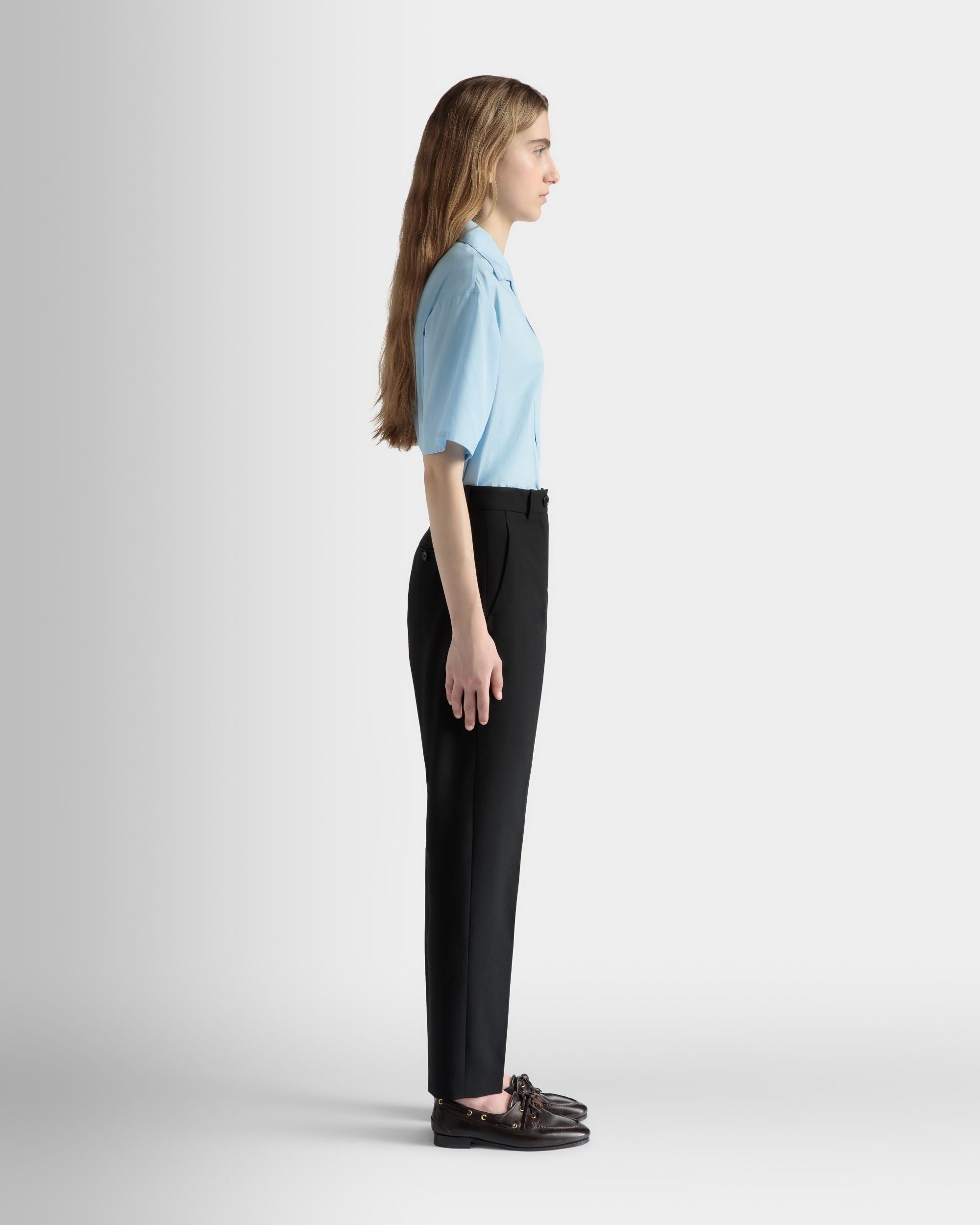 Bally Global - Straight Fit Pants in Black Wool - Black