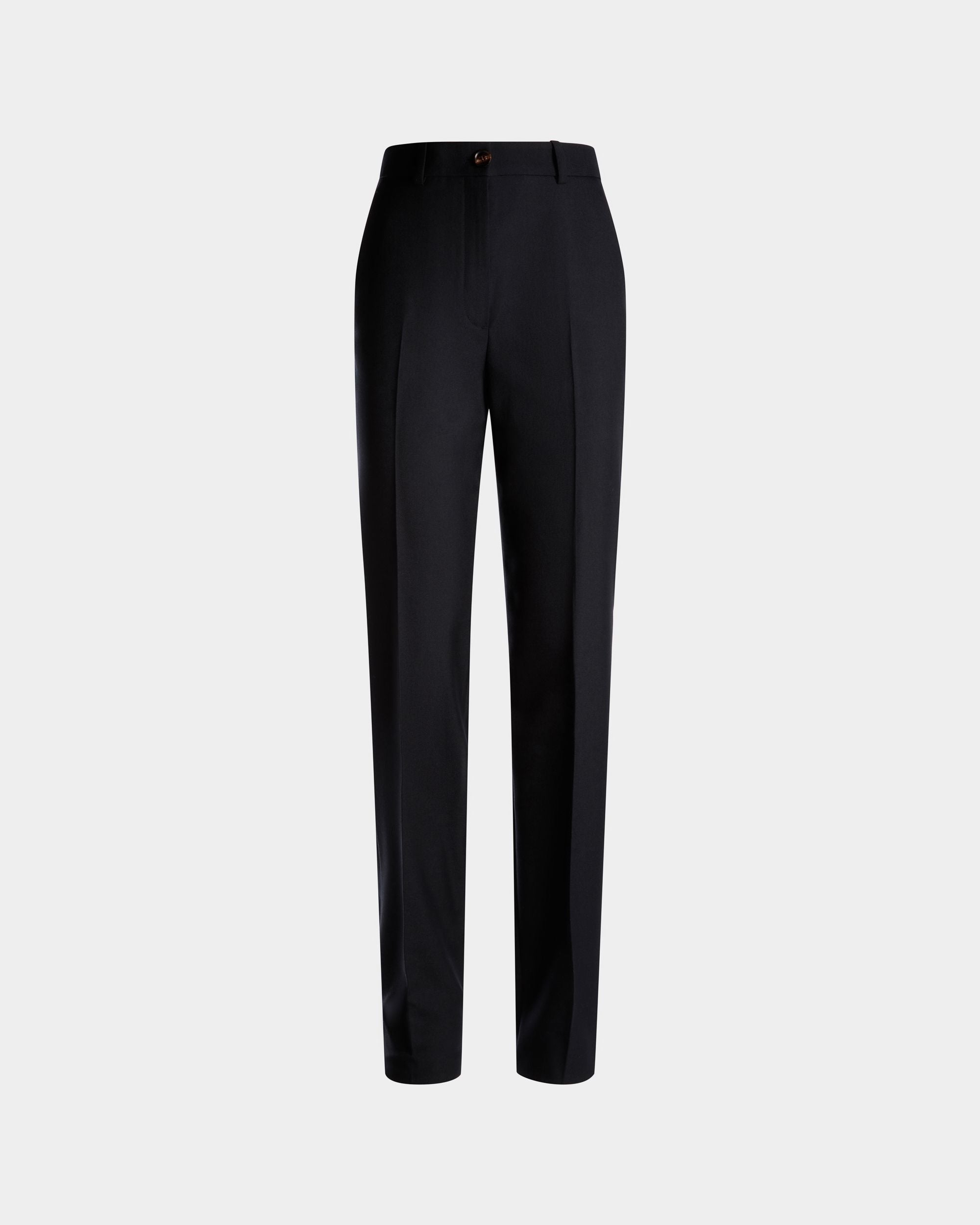Bally Global - Pantalon Coupe Droite En Laine Mélangée Navy Blue - Bleu