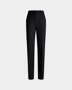 Pantalón Recto De Mezcla De Lana Navy Blue